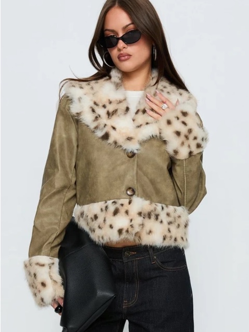 Princess Polly Hiraya Faux Fur Trim Jacket